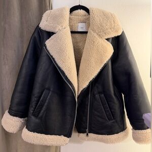 Mango Black and Cream Teddy Jacket
